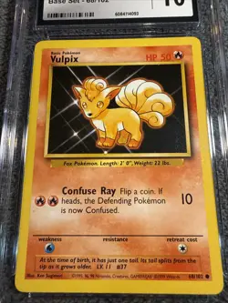 1999 POKEMON GAME BASE SET 68/102 VULPIX CGC 10 GEM MINT - Image 5