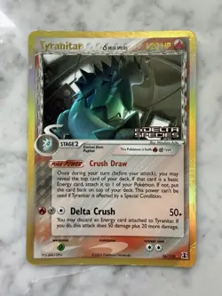 Pokemon TCG EX Delta Species Reverse Holo Stamped Tyranitar 16/113 DAMAGED - Image 1