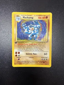 FREE SHIPPING Machamp 8/102 1st Edition Holo Rare Base Set Pokemon Card MP - Image 1