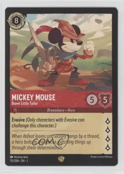 2023 Lorcana The First Chapter 1 Mickey Mouse - Brave Little Tailor Legendary - Image 1