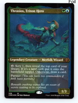 MTG Thrasios, Triton Hero (Foil Etched) Foil M Commander Legends 538 NM - Image 1