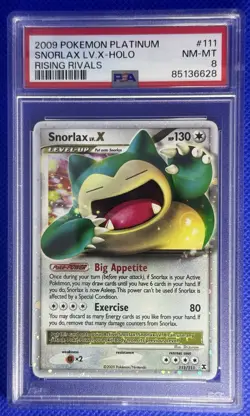 2009 Pokemon Snorlax LV.X Holo Platinum Rising Rivals #111 PSA 8 - Image 1