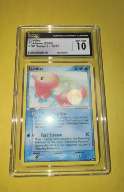 Pokemon TCG CGC 10 Gem Mint Luvdisc 014/017 POP Series 2 Regular - Image 1