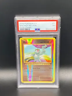 2016 Pokemon XY Machop Rev. Foil Evolutions 57/108 PSA Near Mint 7 - Image 1