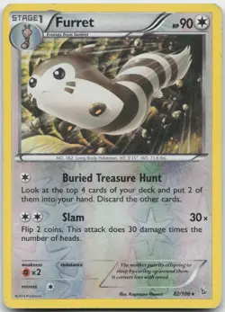 Furret 82/106 Flashfire Pokemon - Image 1