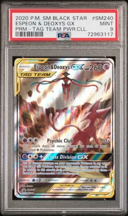 2020 Pokemon Espeon & Deoxys GX Full Art Black Star Promo SM240 Psa 9 - Image 1
