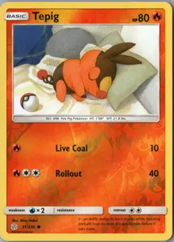 Tepig Common SM - Cosmic Eclipse 31/236 NM Reverse Holo - Pokemon - Image 1