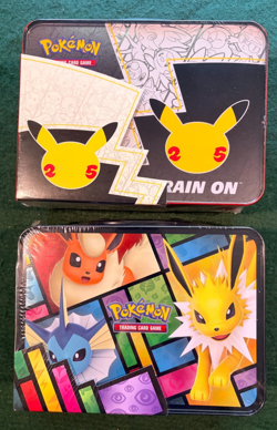 Pokemon Pikachu Celebrations & Eevee Treasure Chest Lunchbox Tin Lot (2) - READ - Image 2