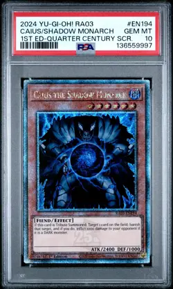Caius the Shadow Monarch Yugioh 2024 RA03-EN194 QCR 1st Edition PSA 10 - Image 1