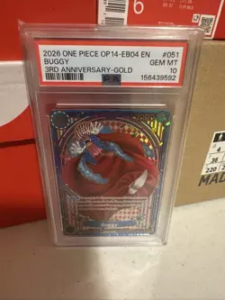 2026 OP14 EB04 #051 3rd ANNIVERSARY GOLD BUGGY PSA 10 English One Piece Eng - Image 1