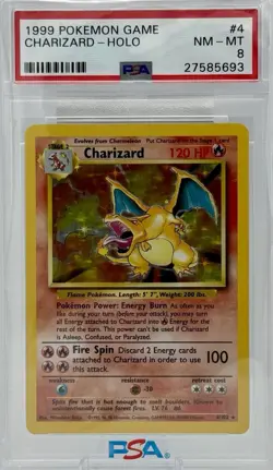 PSA 8 NM-MT 1999 Charizard Base Set Unlimited Holo Pokemon Card 4/102 🔥 - Image 1