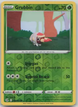 Grubbin 018/264 SWSH08: Fusion Strike Reverse Holo Common Pokemon TCG MP - Image 1
