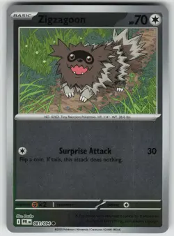 Zigzagoon 081/094 Common Phantasmal Flames Pokemon Reverse Holo Lightly Played - Image 1