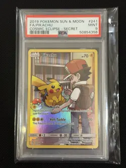 2019 Pokemon Sun & Moon Cosmic Eclipse #241 Pikachu PSA 9 - Image 1