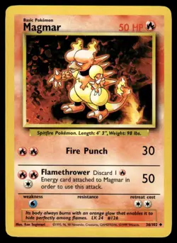 Pokemon TCG Base Set #36/102 Magmar LP+ - Image 1