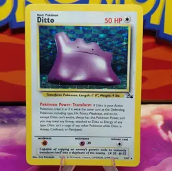 Pokemon TCG Ditto Fossil 3/62 Holo Rare 50 MP English 1999 WotC Vintage - Image 1