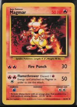 Magmar 36/102 Uncommon Base Set Unlimited Pokemon Near Mint - Image 1