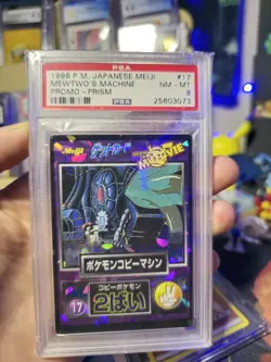 Pokemon Japanese Meiji Mewtwo’s Machine Prism Promo Psa 8 - Image 1