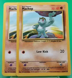 2x Machop 52/102 Base Set Regular Pokemon Card MP - Image 1