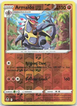 Armaldo 096/195 Rare Silver Tempest Pokemon Reverse Holo Lightly Played - Image 1