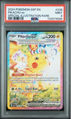 2024 Pokemon Scarlet & Violet: Surging Sparks Pikachu ex #238 PSA 9 - Image 1