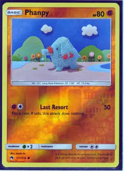 2018 POKEMON PHANPY 111/214- LOST THUNDER - REVERSE HOLO- NM/LP- Excellent - Image 1