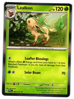 Pokemon TCG Leafeon Holo Rare SV: Prismatic Evolutions 005/131 VLP - Image 1