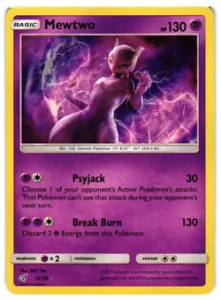 Pokemon TCG Mewtwo 12/18 Detective Pikachu Holo Rare VLP - Image 1