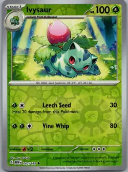 Ivysaur 002/165 Uncommon 151 Pokemon Reverse Holo Near Mint - Image 1