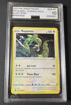 Pokemon Rayquaza SWSH029 Promo Cosmos Holo Black Star AGS 10 Sword & Shield - Image 1