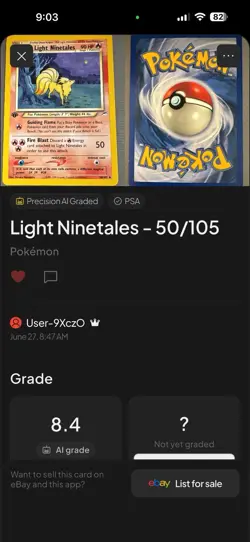 Pokemon Light Ninetales 50/105 1st Edition Neo Destiny Rare AI Graded 8.4 NM - Image 5