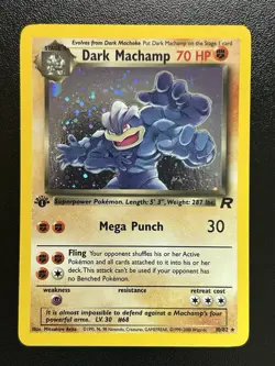 DARK MACHAMP Pokemon Card - WOTC - 1st Edition - Team Rocket - 10/82 HOLO NM (A) - Image 1