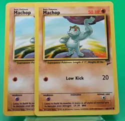2x Pokemon TCG Machop 78/130 Base Set 2 Unlimited Regular Common Card WOTC MP - Image 1