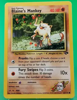 Blaine's Mankey Gym Challenge Set 63/132 Pokemon Card MP - Image 1