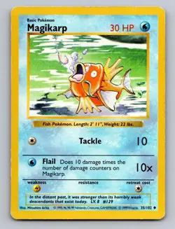Magikarp 35/102 Base Set Shadowless Uncommon Unlimited Damaged - Image 1