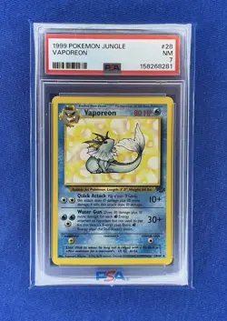 1999 POKEMON JUNGLE #28 VAPOREON RARE - PSA 7 Newly Graded - Image 1