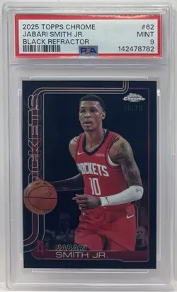 2025 Topps Chrome Jabari Smith Jr. Black Refractor #6/10 PSA 9 RARE SSP ROCKETS - Image 1