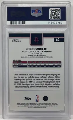 2025 Topps Chrome Jabari Smith Jr. Black Refractor #6/10 PSA 9 RARE SSP ROCKETS - Image 2