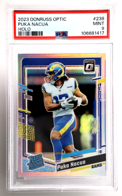 2023 Donruss Optic Puka Nacua Rated Rookie Holo Prizm #238 PSA 9 Mint Rams OA9 - Image 1