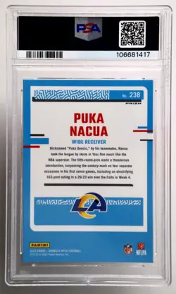 2023 Donruss Optic Puka Nacua Rated Rookie Holo Prizm #238 PSA 9 Mint Rams OA9 - Image 2