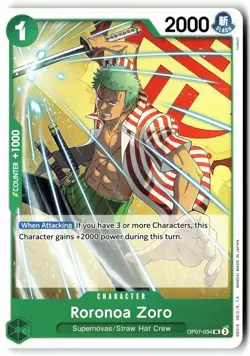 Roronoa Zoro (034) OP07-034 Uncommon 500 Years in the Future One Piece Near Mint - Image 1