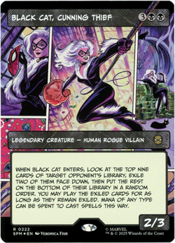 Black Cat, Cunning Thief (Borderless) Foil - 0222 - Marvel's Spider-Man MTG NM/M - Image 1
