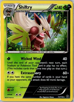 Pokemon Card - Shiftry Steam Siege 11/114 2016 Rare Holo Holo Lightly Played - Image 1