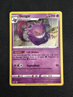 Gengar 085/202 Holo Rare Sword Shield Base Set Pokemon Card SWSH01 English - Image 1