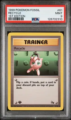 1999 POKEMON FOSSIL 1ST ED #61 RECYCLE PSA 9 - Image 1