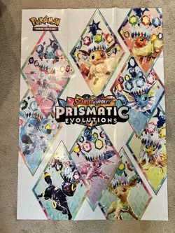 Prismatic Evolutions Pokemon X23 Poster - 39” x 26.5” Eeveelutions Exclusive NM - Image 1