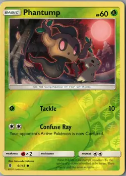 Phantump Common SM - Guardians Rising 6/145 NM Reverse Holo - Pokemon - Image 1