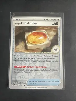 Antique Old Amber 154/165 Common 151 Pokemon Reverse Holo NM - Image 1