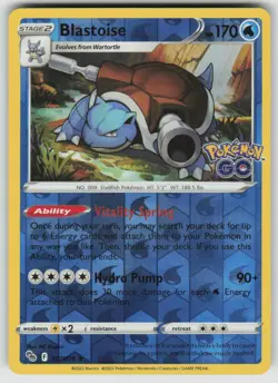 Blastoise 017/078 Holo Rare Pokemon GO Pokemon Reverse Holo Moderately Played - Image 1