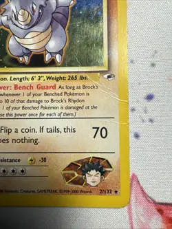 Damaged Brock's Rhydon - 2/132 - Holo Rare - Unlimited Edition Pokemon Gym Heroe - Image 4